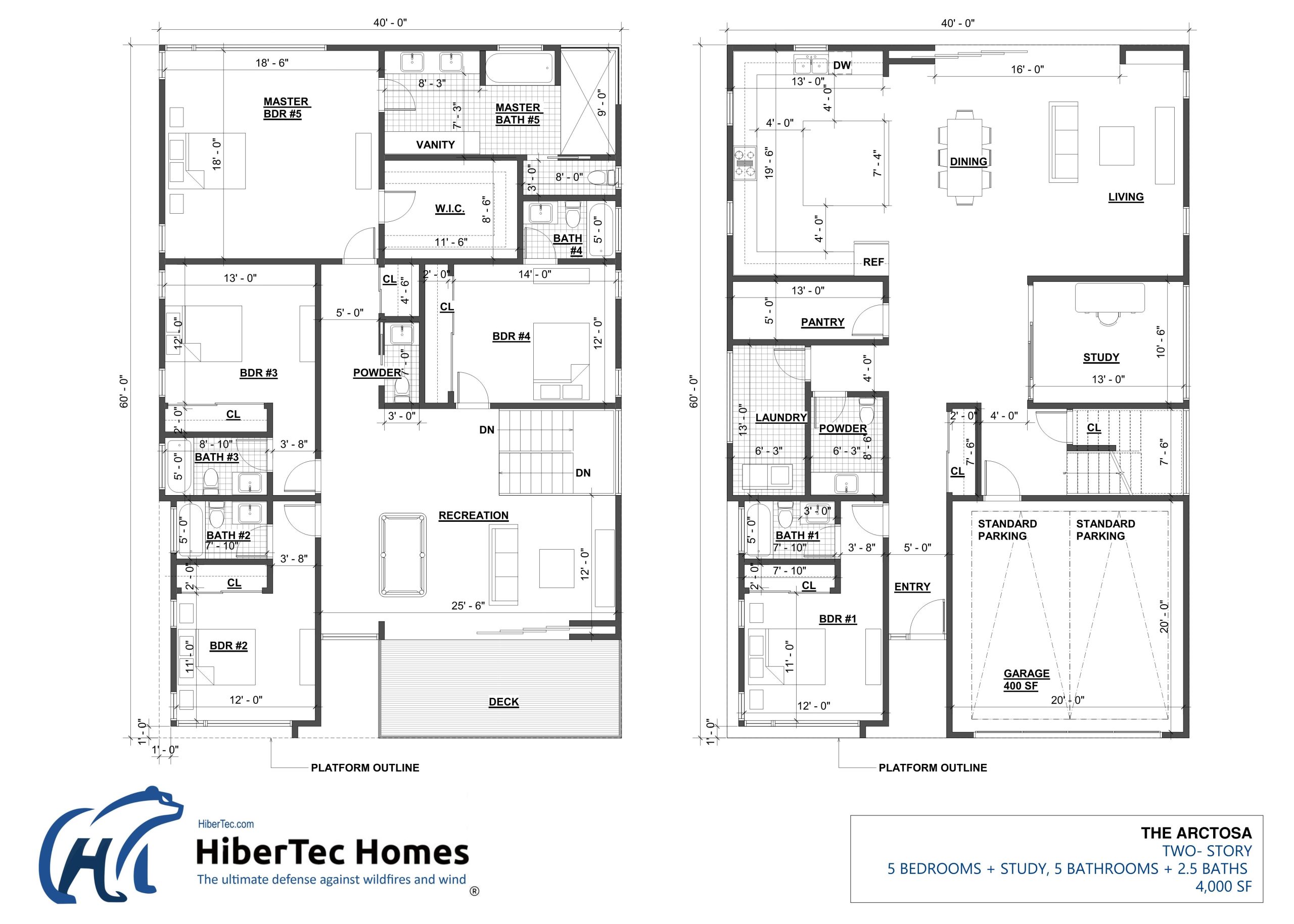 The Arctosa floor plan — Luxury Two-Story, 4,000 SF