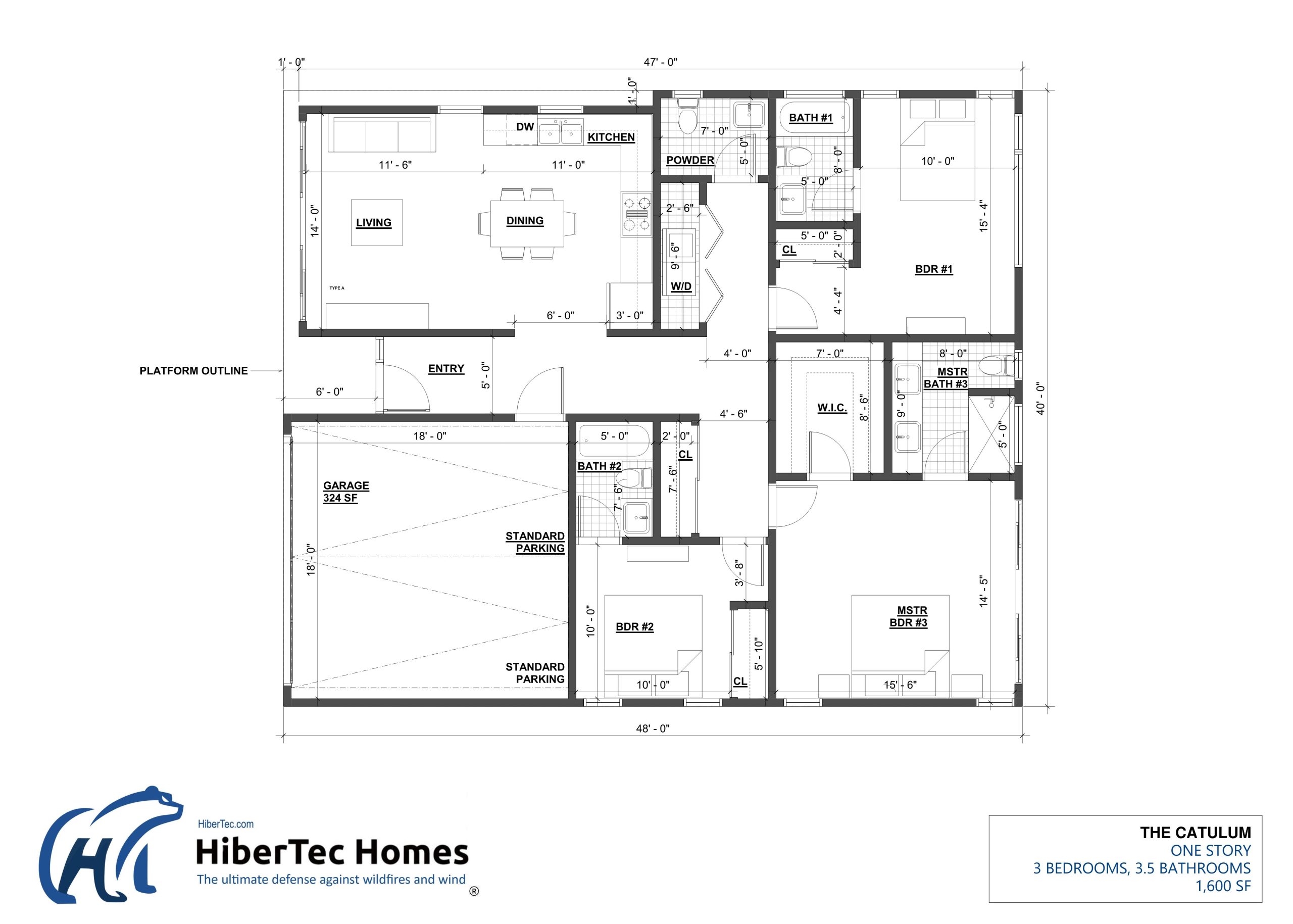 The Catulum floor plan — Single-Story, 1,600 SF