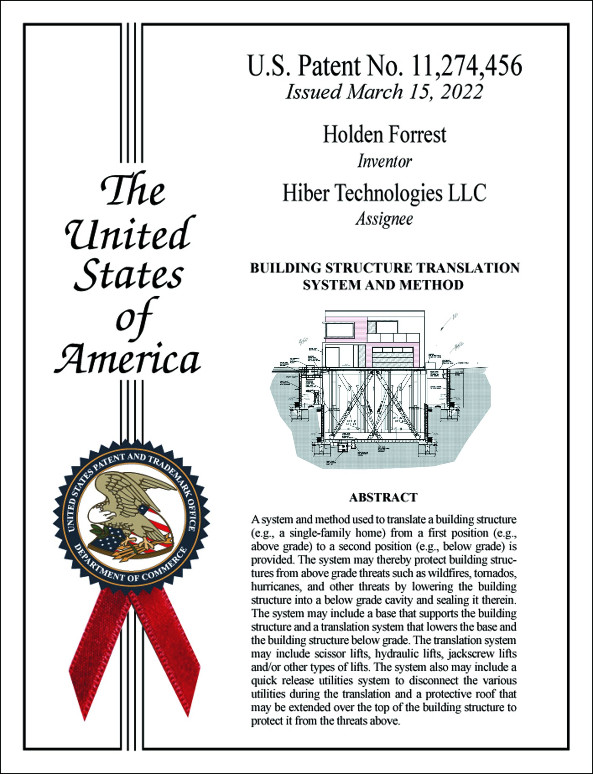 U.S. Patent No. 11,274,456 — Building Structure Translation System and Method