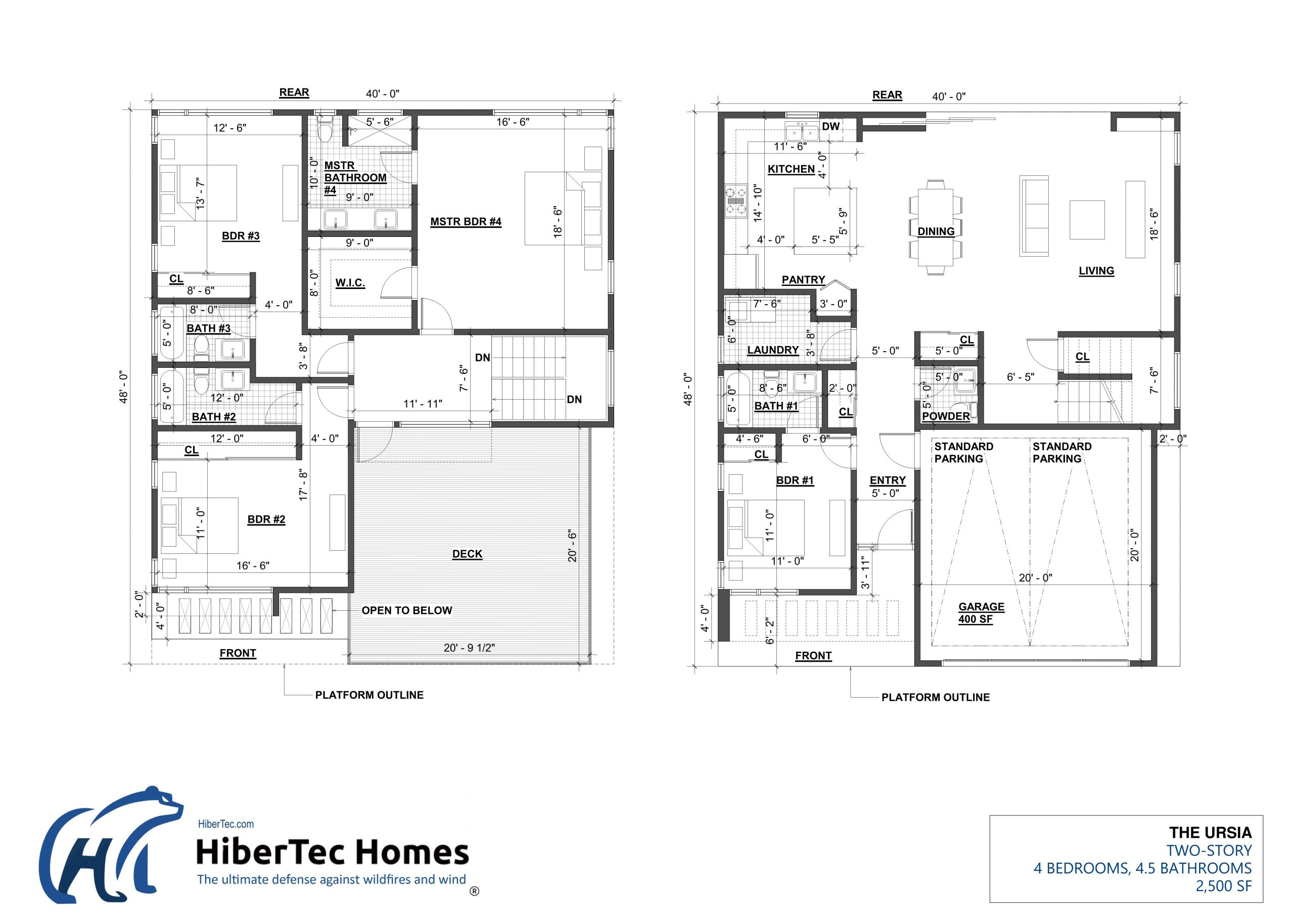 The Ursia floor plan — Two-Story, 2,500 SF